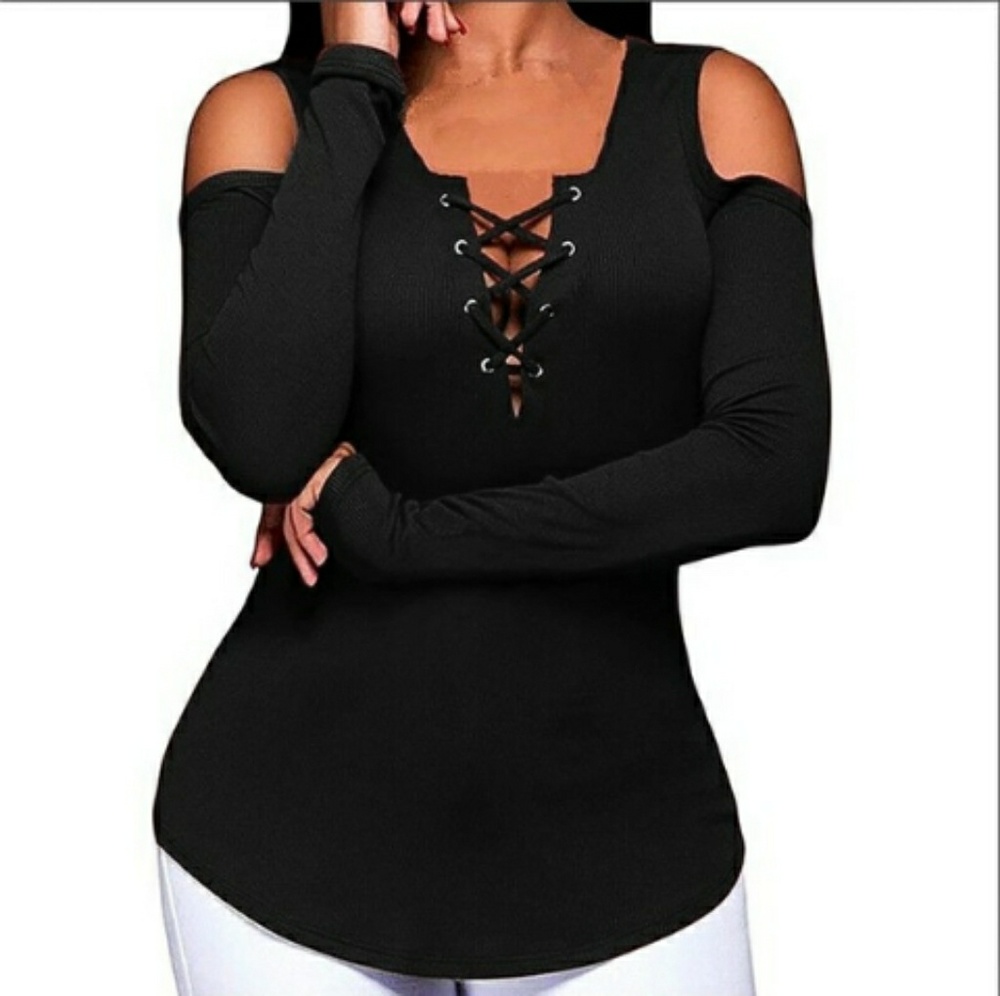 🆕LONG SLEEVE CASUAL BANDAGES STRAPLESS SOLID 👚